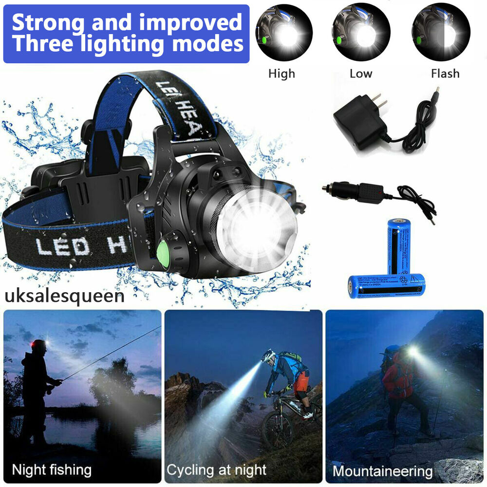 990000LM LED Rechargeable Headlamp – Zoomable Tactical Headlight Flashlight