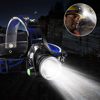 990000LM LED Rechargeable Headlamp – Zoomable Tactical Headlight Flashlight
