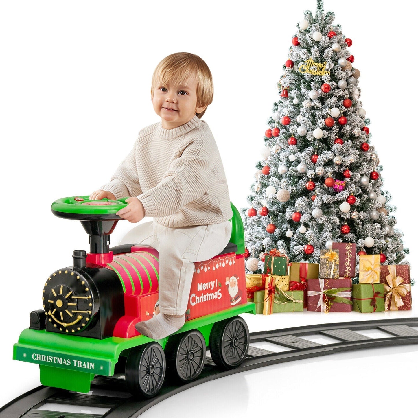 Ride-on | Kid's Rechargeable Ride On Toy Train And Track Set 6V