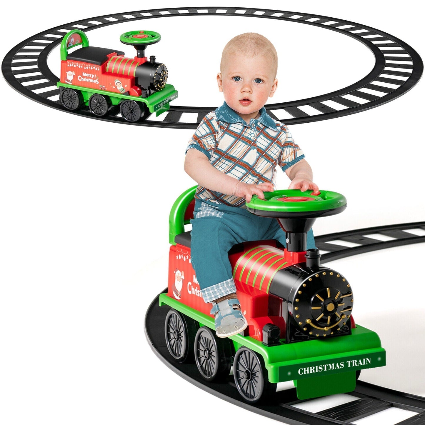 Ride-on | Kid's Rechargeable Ride On Toy Train And Track Set 6V