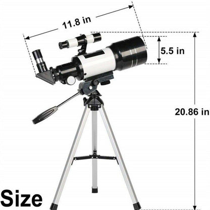 Professional Astronomical 150x Magnification Refracting Telescope 300/70mm With Tripod Phone Adapter