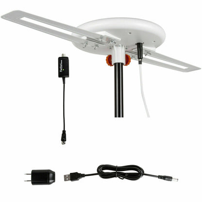 Omni Directional Outdoor HDTV Antenna – Long Range Digital Amplified 4K Ready TV Antenna