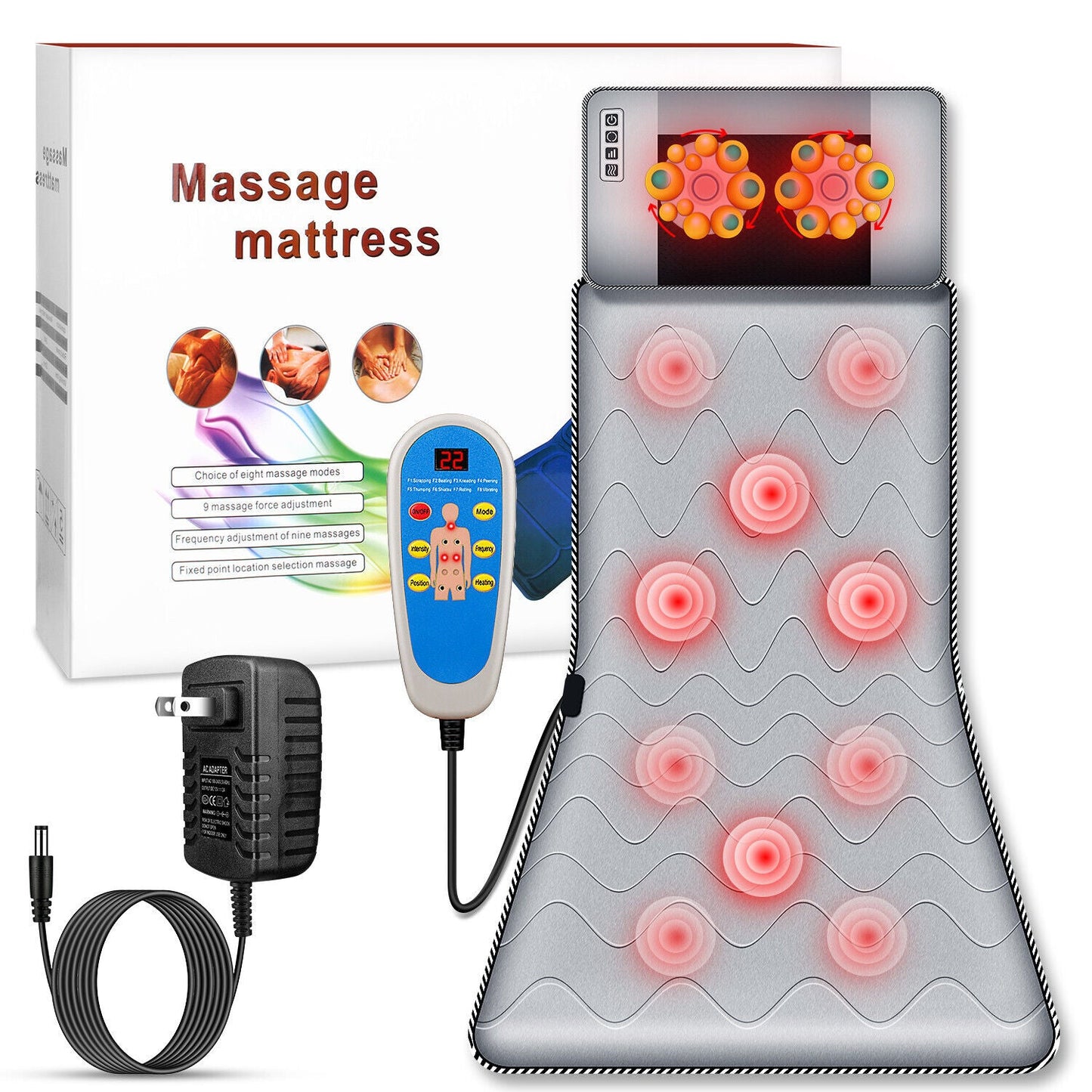 Heated Electric Portable Full Body Massage Mattress Mat