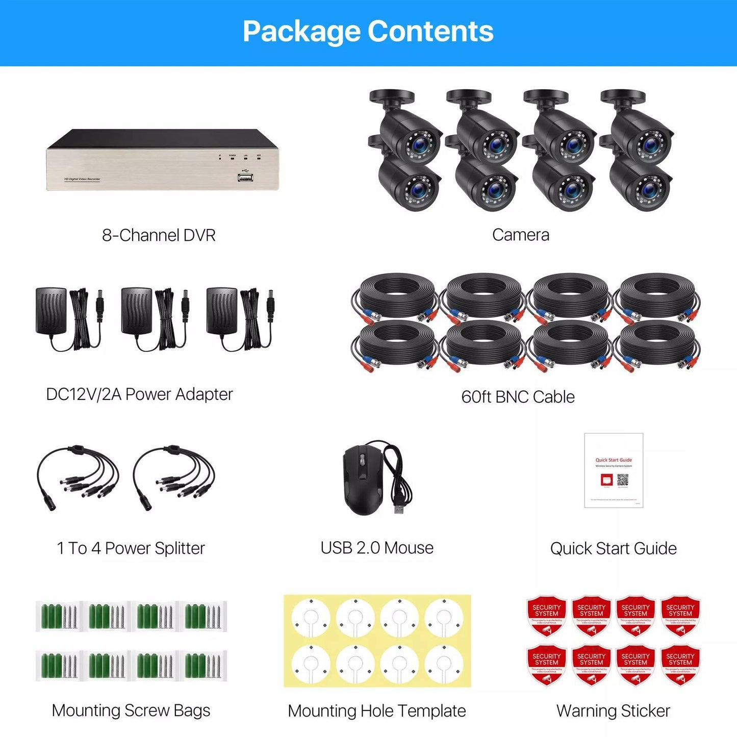 Kit de système de caméra de sécurité CCTV extérieure vision nocturne