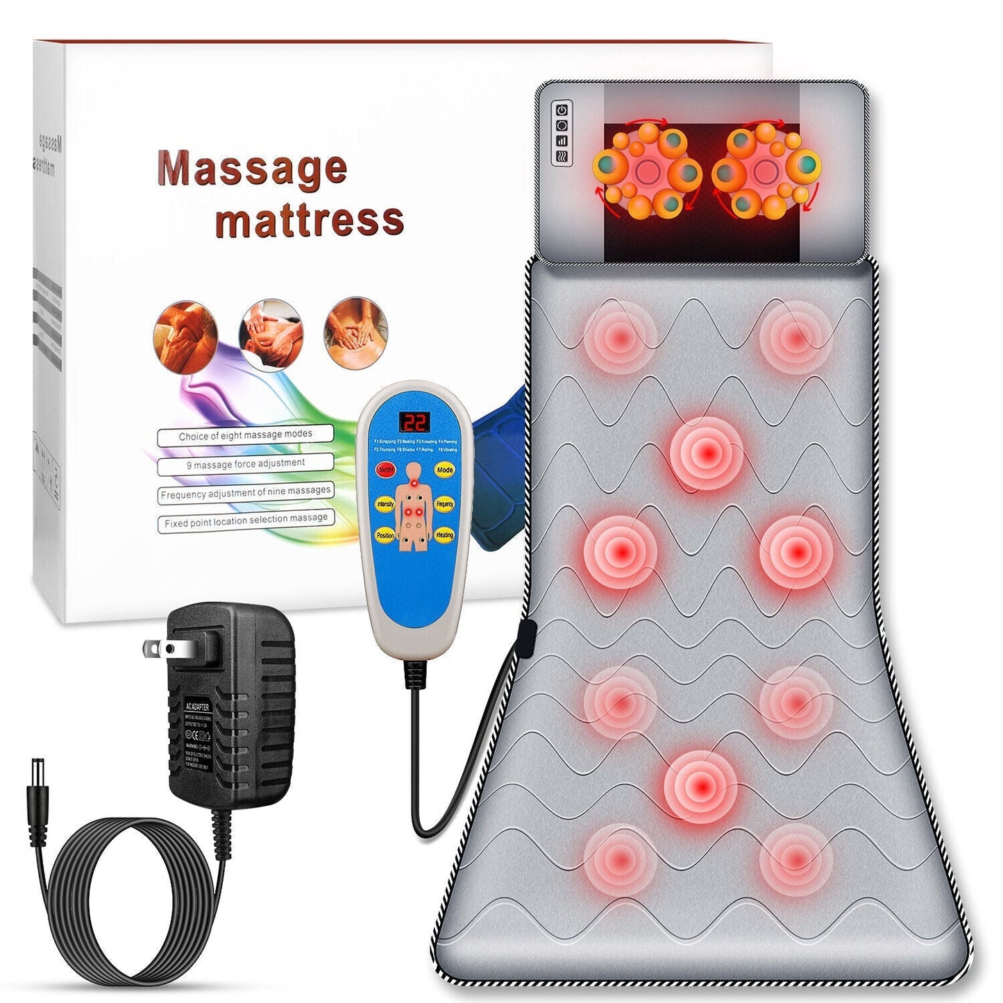 Heated Electric Full Body Massage Mat – Portable Foldable Mattress Pad with Vibration