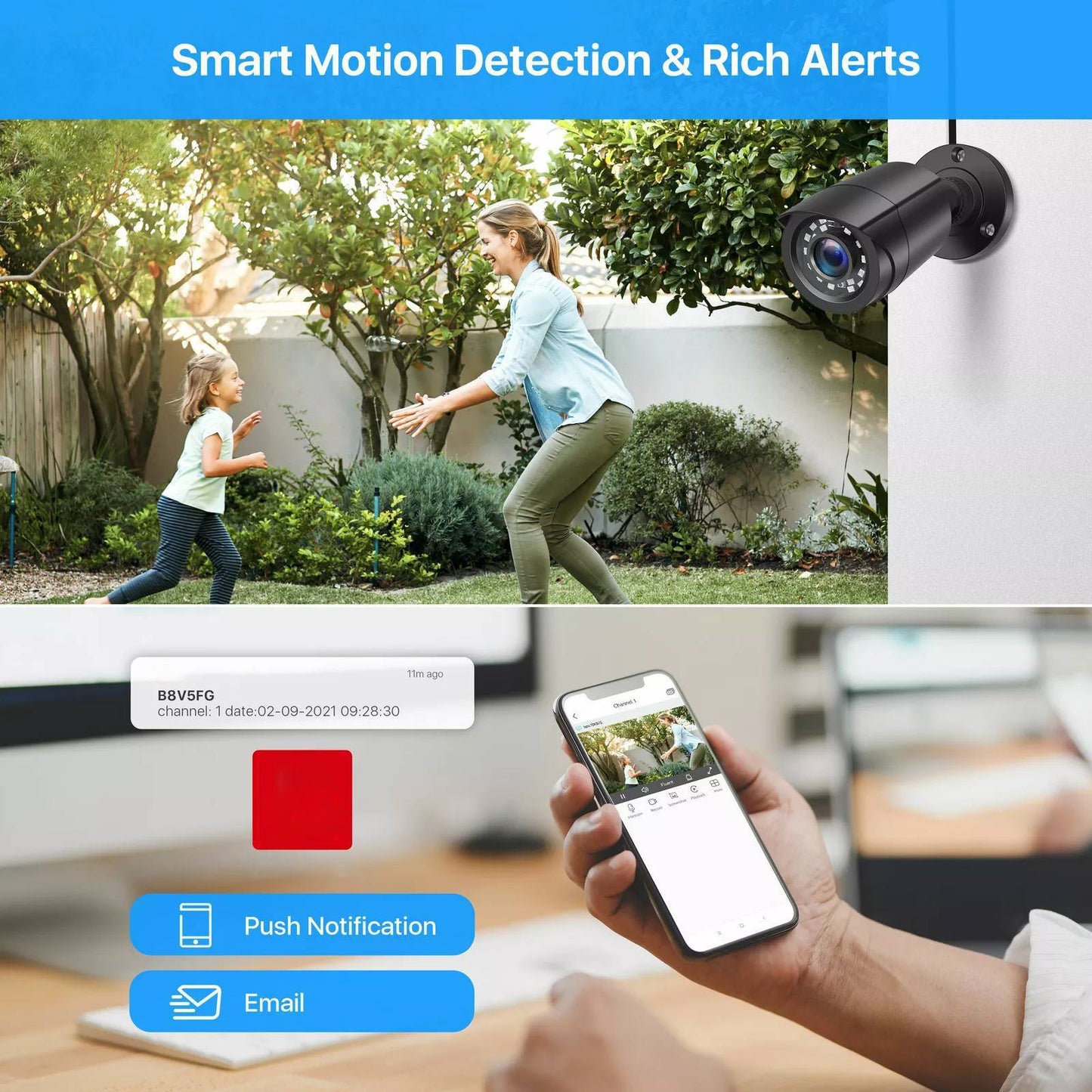 Kit de système de caméra de sécurité CCTV extérieure vision nocturne