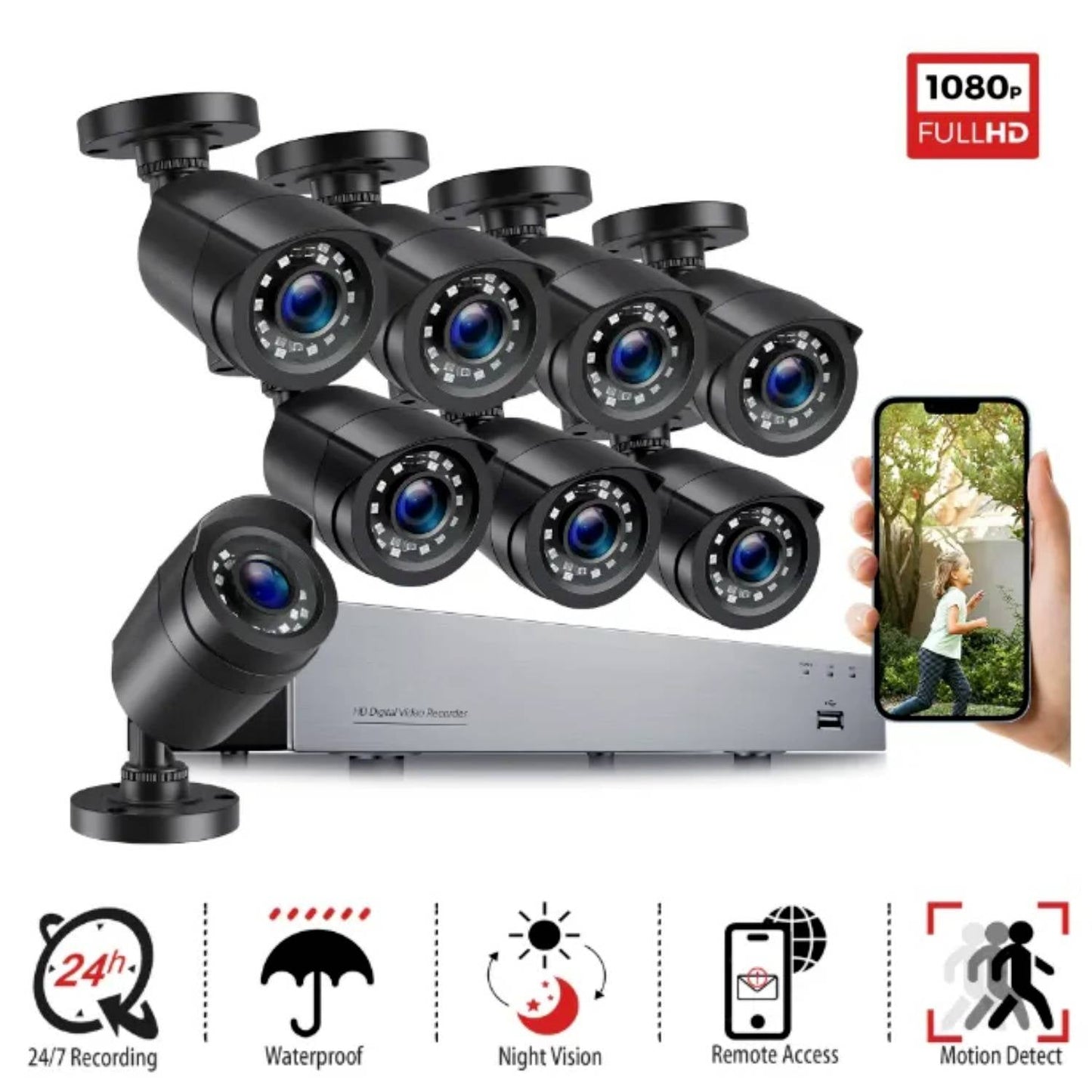 Kit de système de caméra de sécurité CCTV extérieure vision nocturne