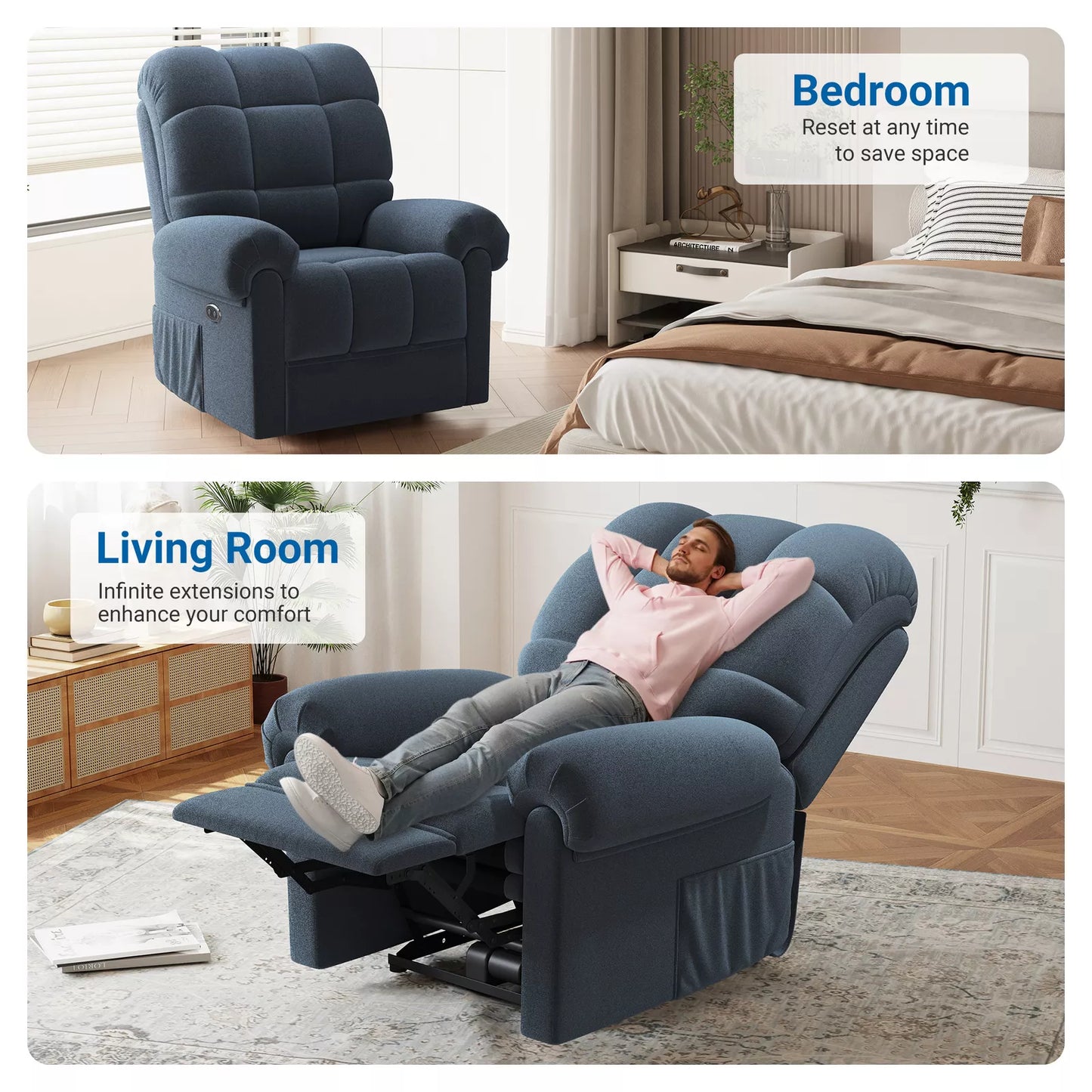 Power Recliner Chair – Electric Adjustable Reclining Chair for Living Room Comfort