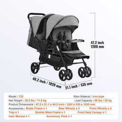 Foldable Double Stroller