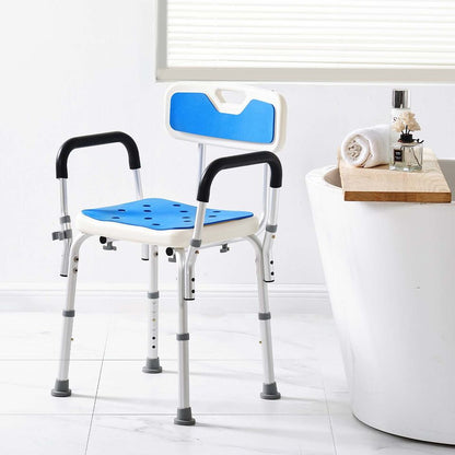 Height Adjustable Shower Chair – Sturdy Bathroom Bath Seat with Non-Slip Feet