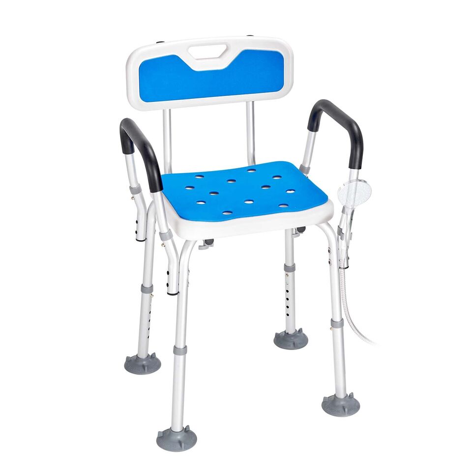 Height Adjustable Shower Chair – Sturdy Bathroom Bath Seat with Non-Slip Feet