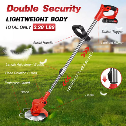 Cordless Electric Weed Lawn Edger Grass String Trimmer