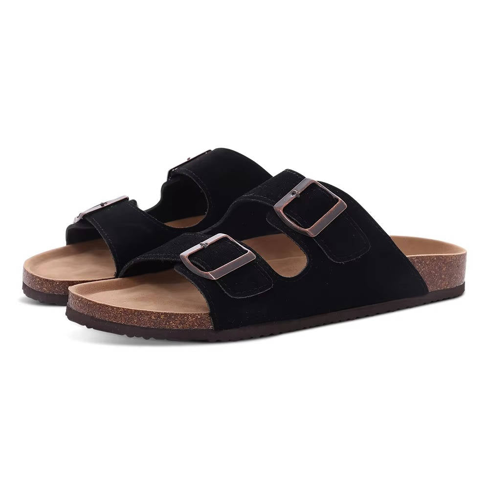 Cork Footbed Sandals With Double Buckle Straps