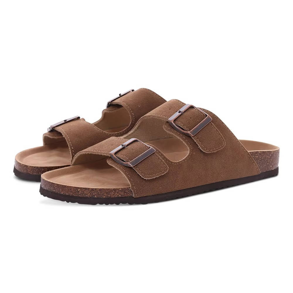 Cork Footbed Sandals With Double Buckle Straps