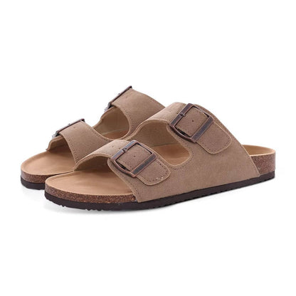 Cork Footbed Sandals With Double Buckle Straps