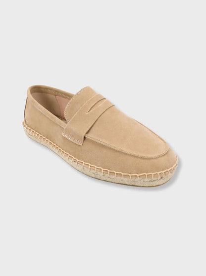 SAINT-TROPEZ Loafers – Men’s Chestnut Suede Espadrille Loafers with Jute Sole