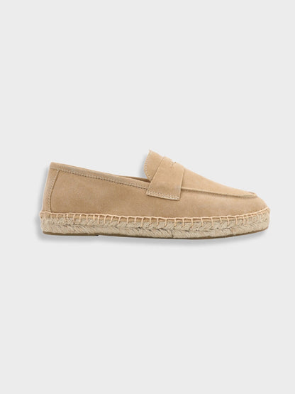 SAINT-TROPEZ Loafers – Men’s Chestnut Suede Espadrille Loafers with Jute Sole