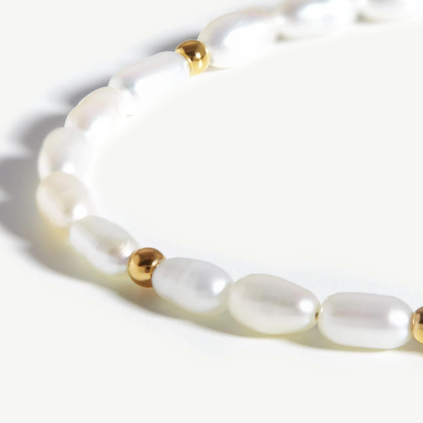 Natural Freshwater Rice Pearl Bracelet,925 Silver,18k Yellow Gold Plated