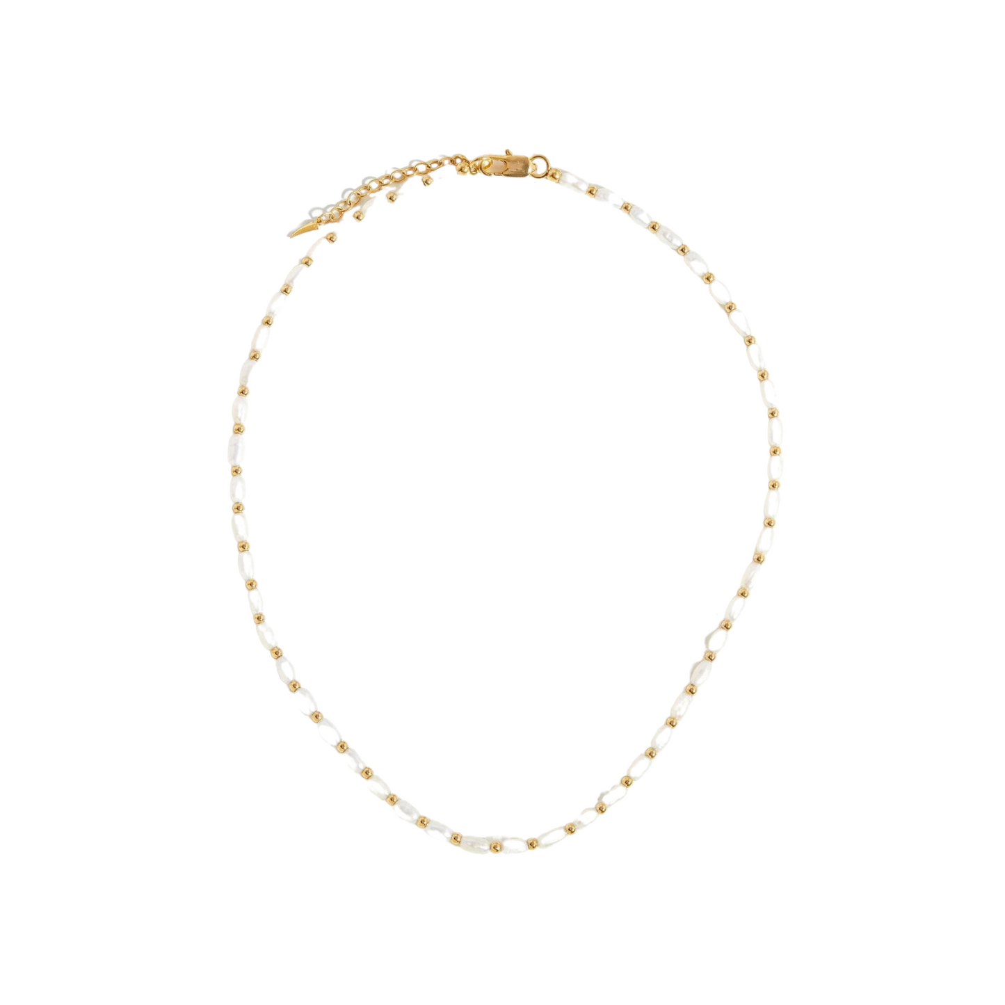 Clytia Love Seed Pearl Beaded Choker, 925 Silver, 18k Gold Plated