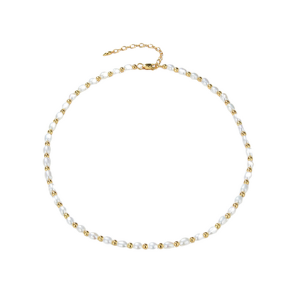 Clytia Love Seed Pearl Beaded Choker, 925 Silver, 18k Gold Plated