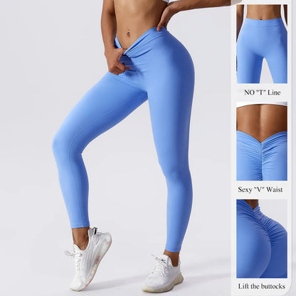 Sexy V Waist Push Up Leggings Women Fiteness Leggings Naked Feeling Yoga Pants