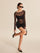 Sheer Lace-Panel Ruched Dress