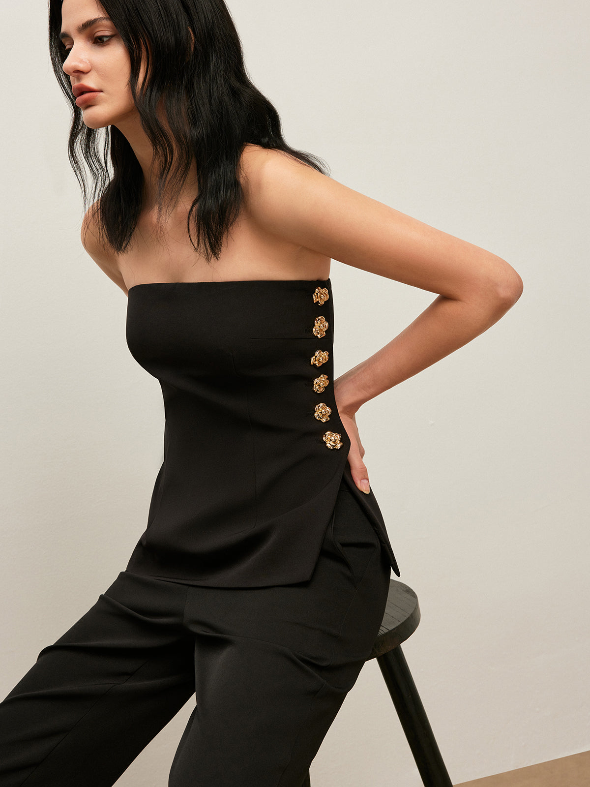 Zijknopdetail Strapless Top