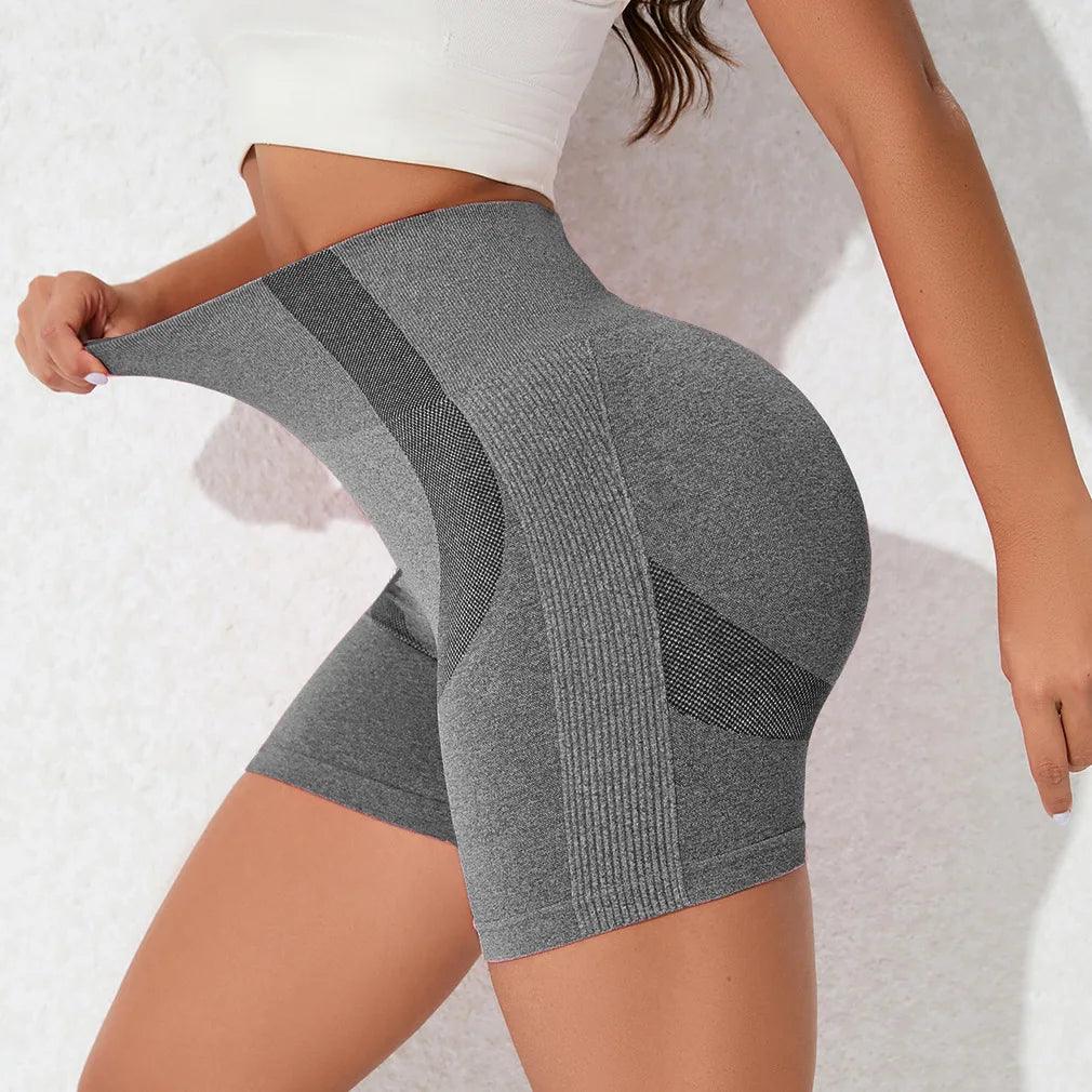 Skinny Stretch Sport Shorts High Waist Solid Color Fitness Yoga Pants