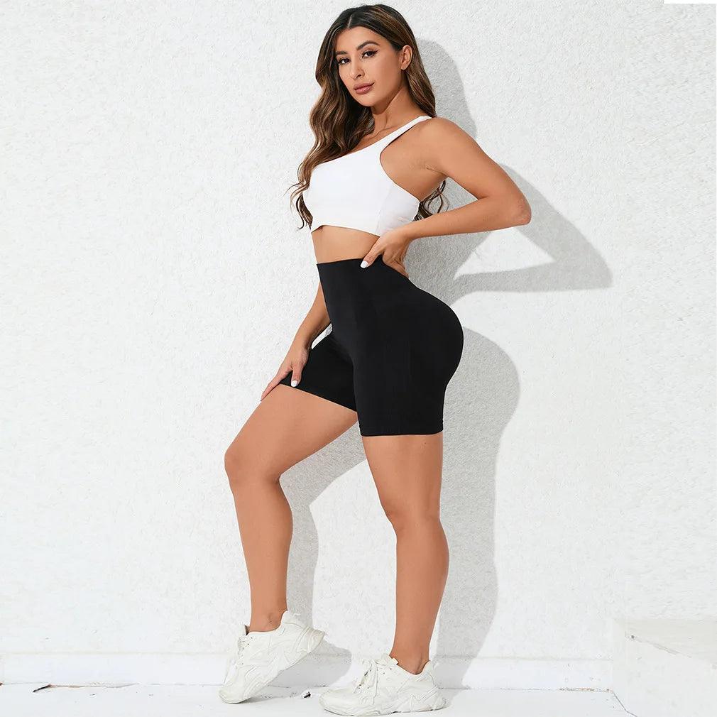 Skinny Stretch Sport Shorts High Waist Solid Color Fitness Yoga Pants