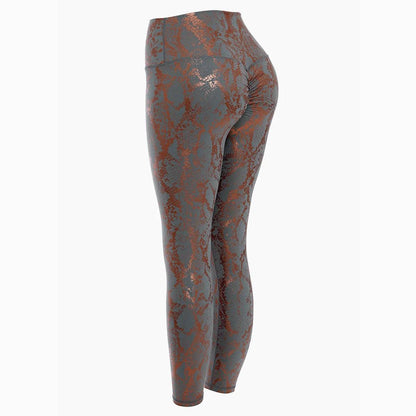 Snake Printed Yoga Pants Gilded Stretch Buttocks Sexy Leggings