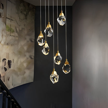 Spiral Kristalldroppar Metall Modern Duplex Trappupphängningskrona