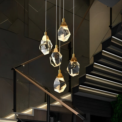 Spiral Kristalldroppar Metall Modern Duplex Trappupphängningskrona