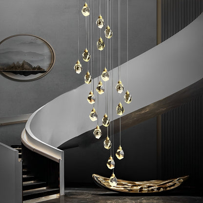 Spiral Kristalldroppar Metall Modern Duplex Trappupphängningskrona
