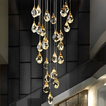 Spiral Kristalldroppar Metall Modern Duplex Trappupphängningskrona