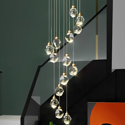 Spiral Kristalldroppar Metall Modern Duplex Trappupphängningskrona