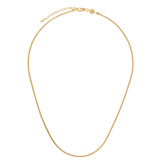 Clytia Love Square Snake Chain Necklace，925 Silver, 18k Gold Plated