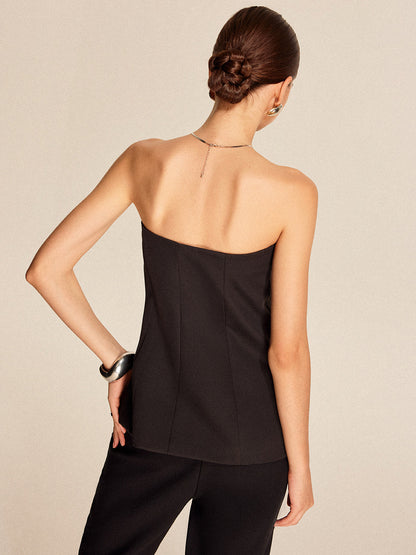 Strapless top met knopen aan de voorkant