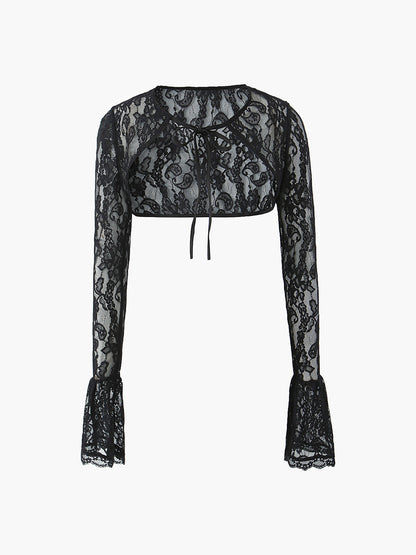 Sweetheart Neck Lace Tie Top