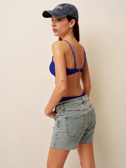 Ensemble bikini côtelé texturé taille haute