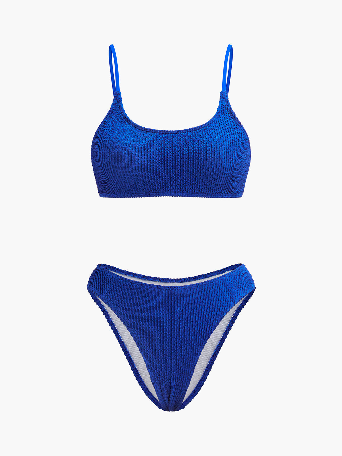 Ensemble bikini côtelé texturé taille haute