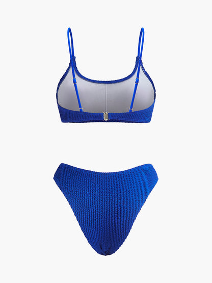 Ensemble bikini côtelé texturé taille haute