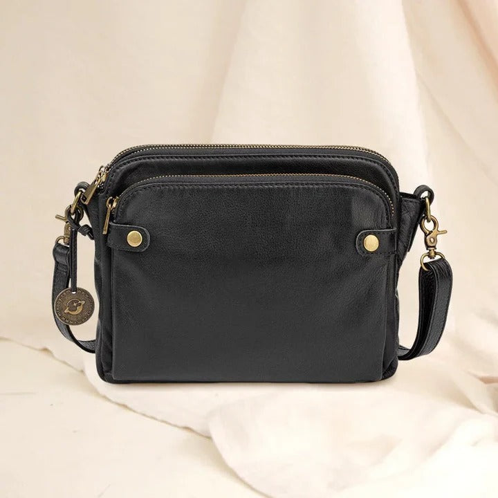 Three-Section Leather Shoulder Bag and Clutch