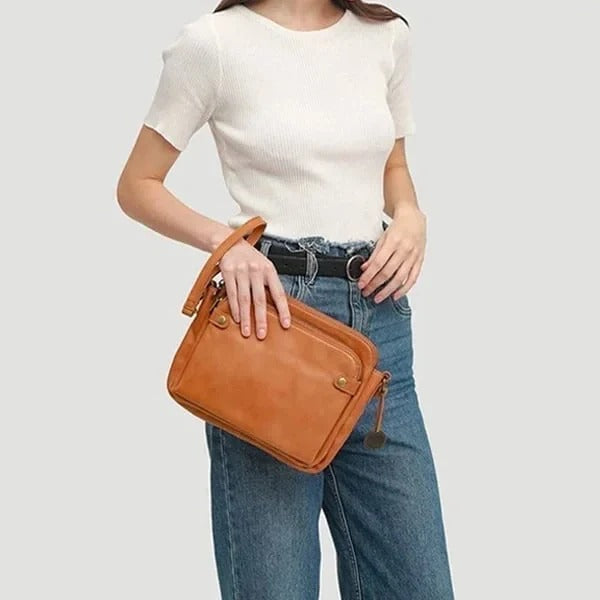 Three-Section Leather Shoulder Bag and Clutch