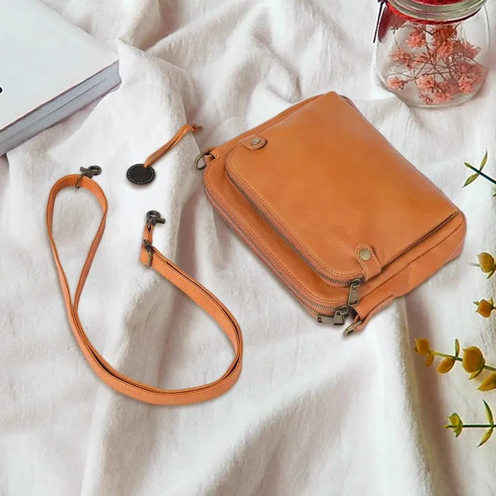 Three-Section Leather Shoulder Bag and Clutch