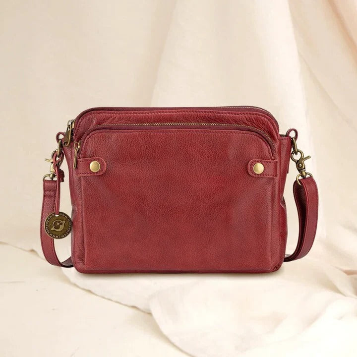 Three-Section Leather Shoulder Bag and Clutch