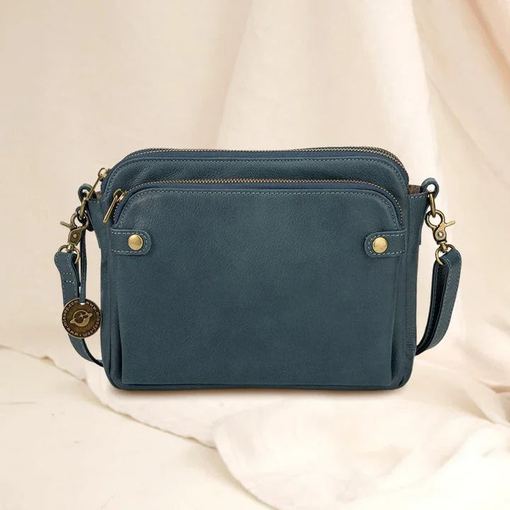Three-Section Leather Shoulder Bag and Clutch