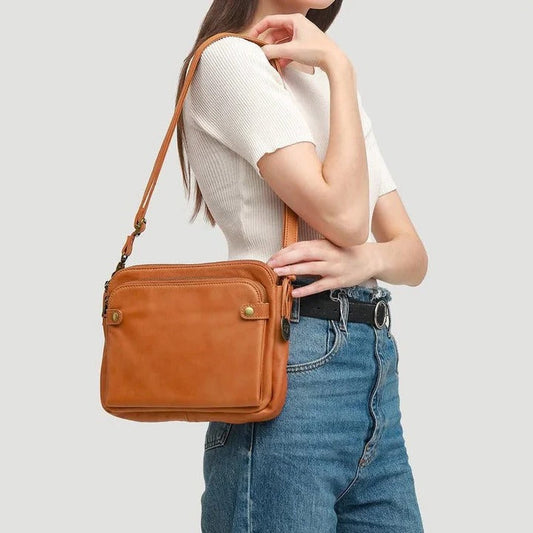 Three-Section Leather Shoulder Bag and Clutch