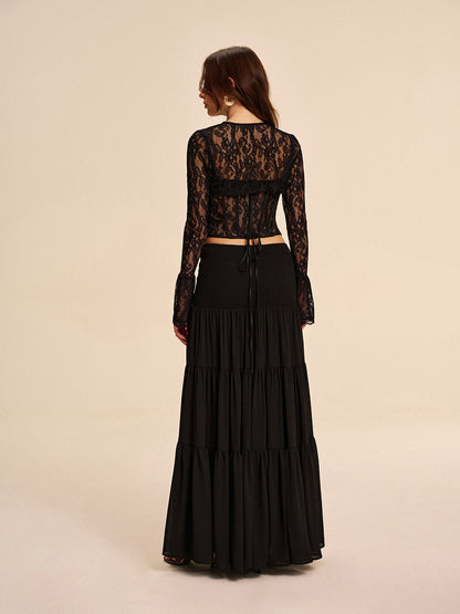 Tiered Chiffon Skirt Without Belt