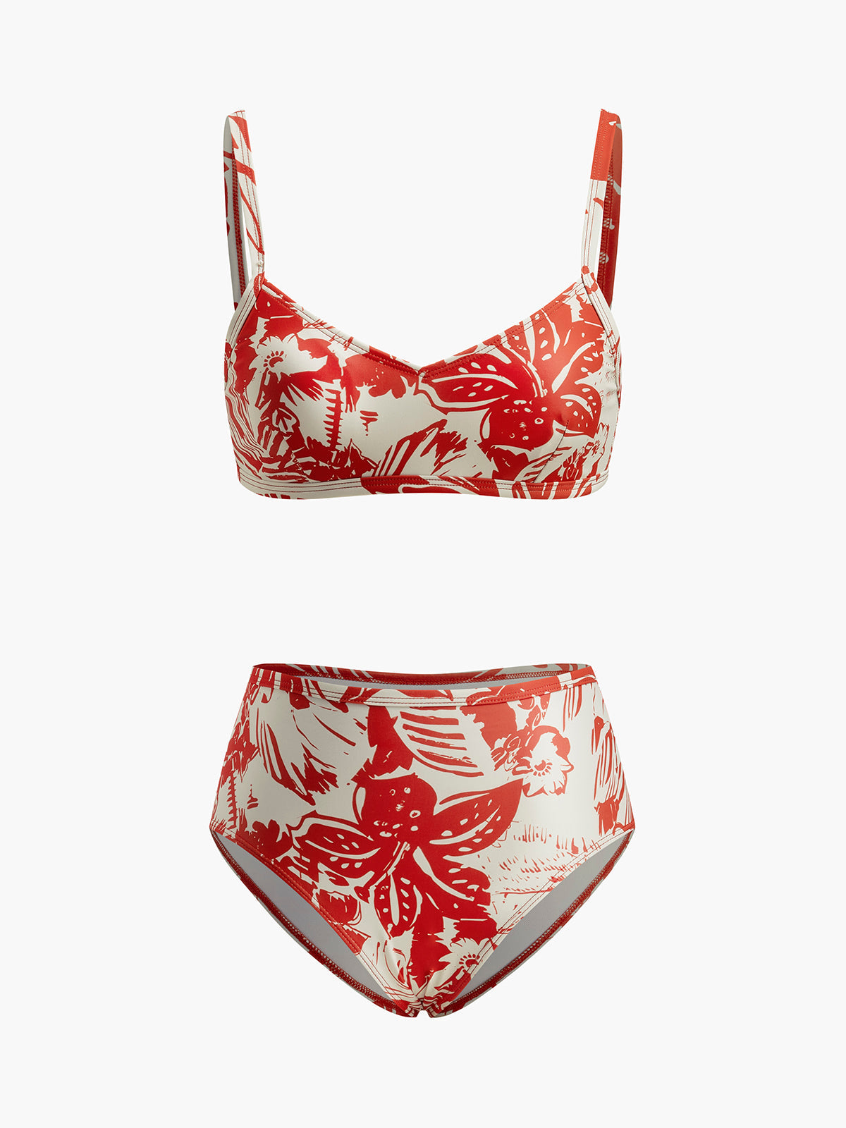 Conjunto de bikini con cierre metálico y estampado tropical