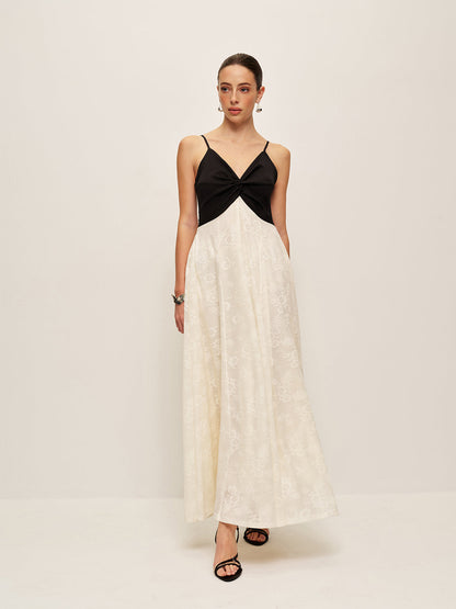 Two-Tone Twist-Front Cami Dress